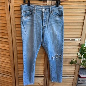 Levis Wedgie Skinny Distressed Light Blue Jeans